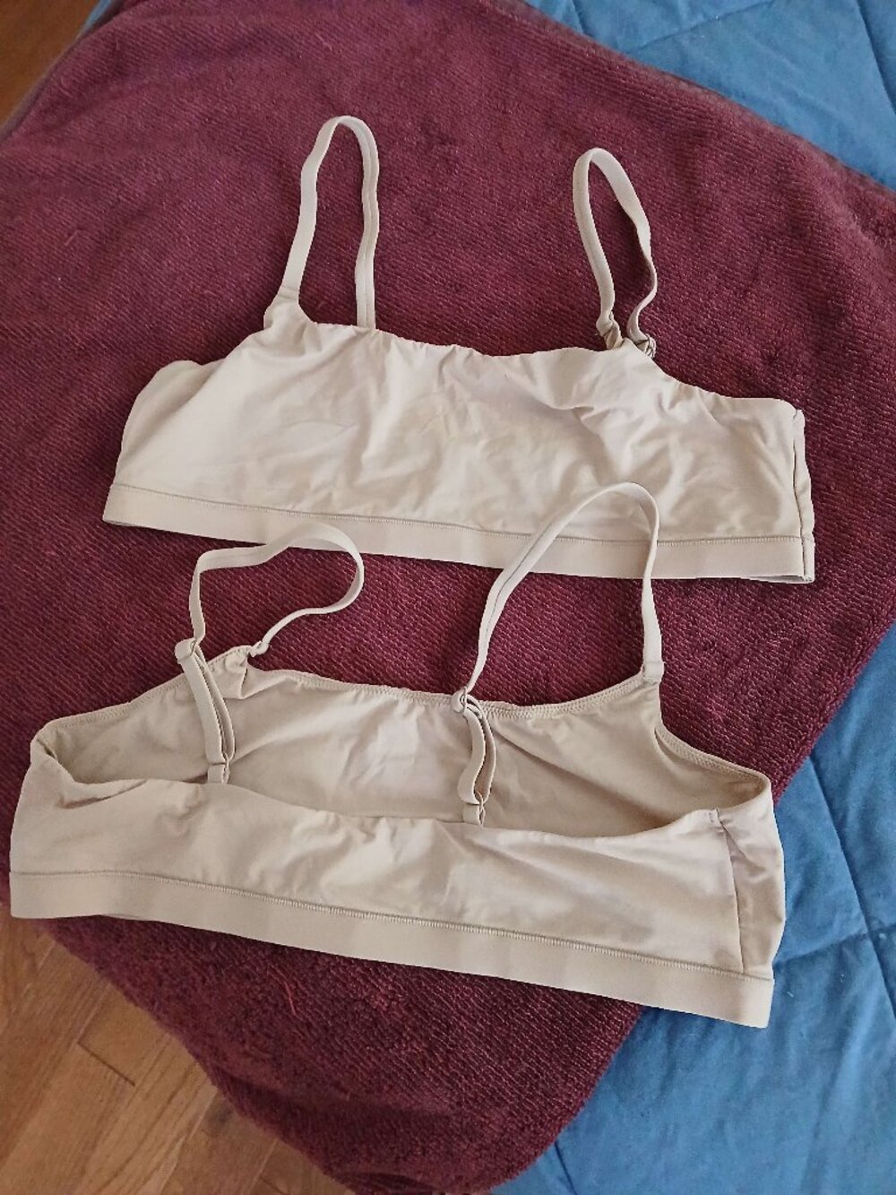 Quince Second Skin Scoop Neck Bralette (2-pack) Biege size Large New